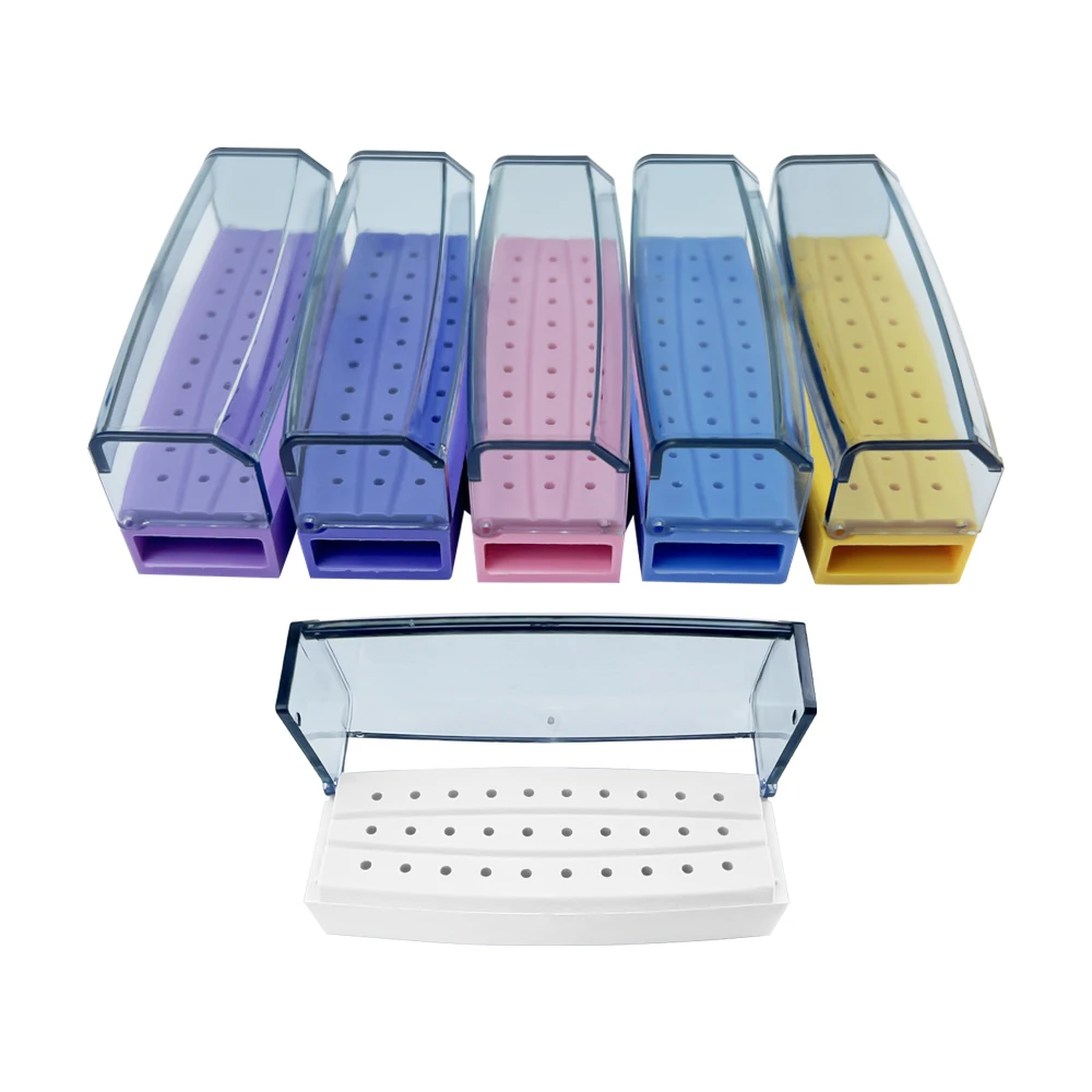 30holes Bur Holder Dental Plastic Endo File Holder Drill Placement Disinfection Case Dentistry Grinding Head Organizers Box