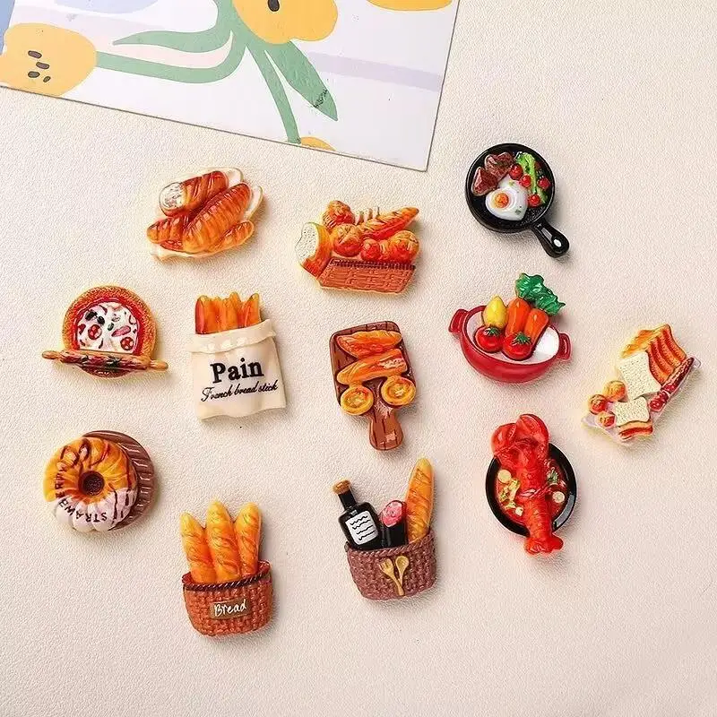 12Pcs Mini Simulation Food Fridge Magnets Realistic Appearance Resin Perfect For Kitchen Decor DIY Craft Projects