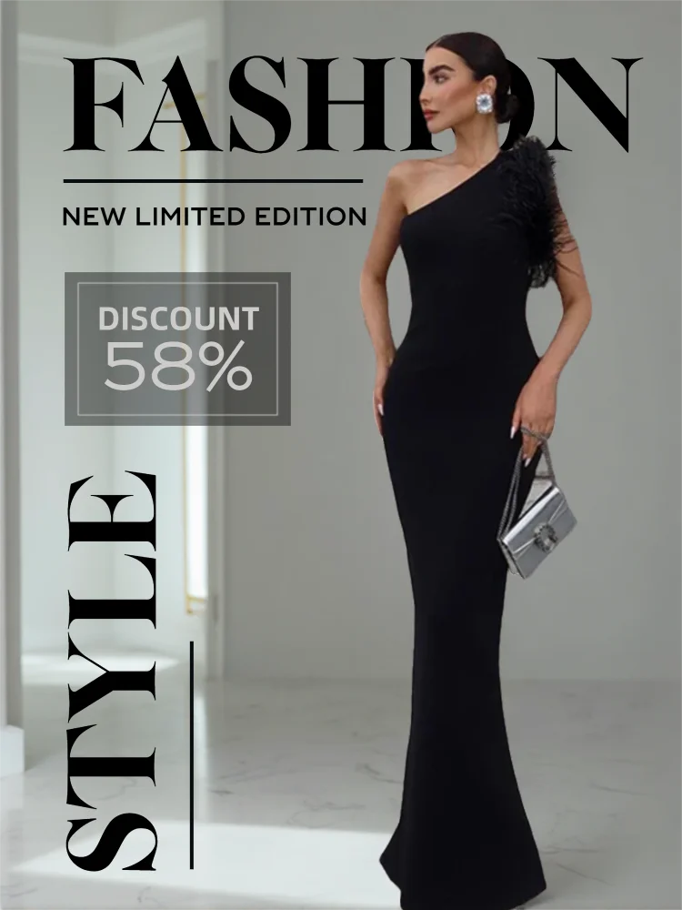 

Ladies Spring Feather New Fashion Dress Women Sleeveless Backless Sexy Bodycon Maxi Valentine'S Dress Evening Party Clubwear