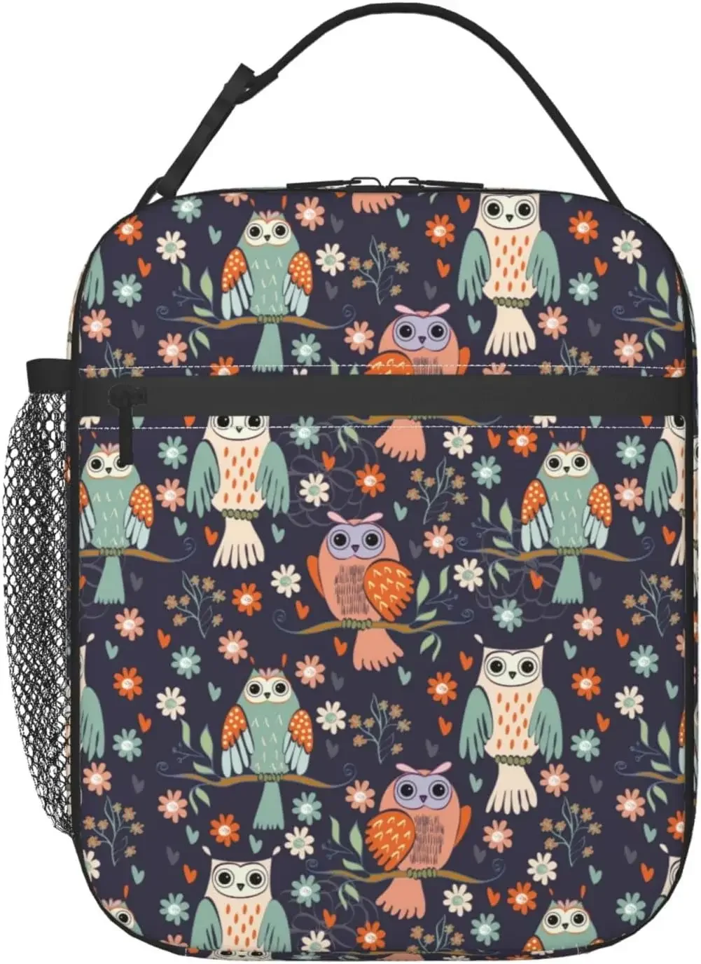 Owl Branch Fall Flower Funny Lunch Bag Portable Insulated Lunch Bag Reusable Cooler Totes For Women Men Adults Work Picnic