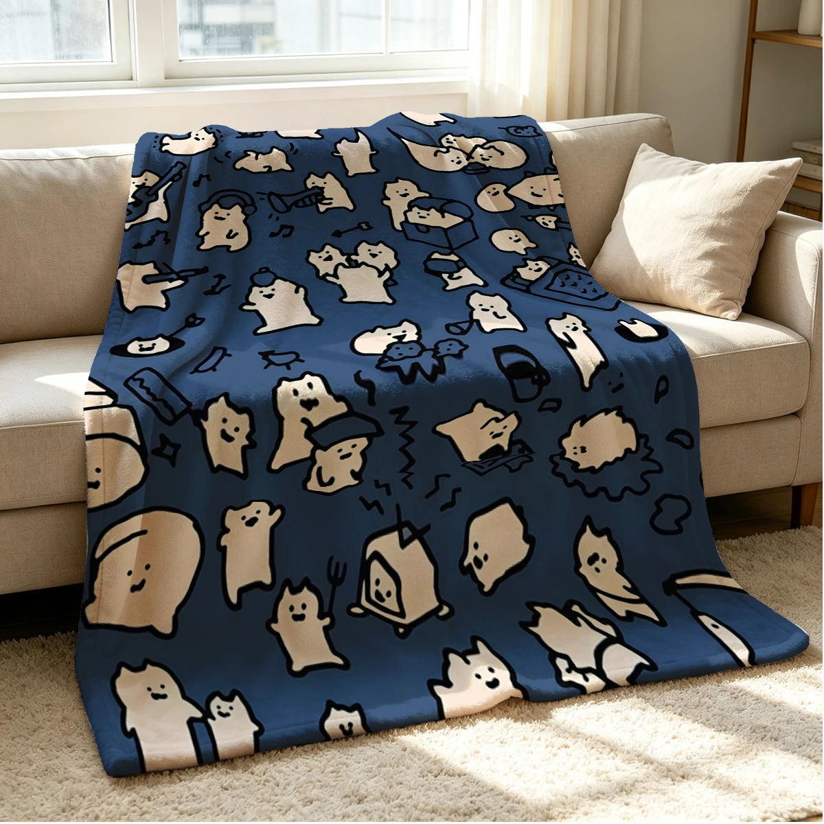 Fun Tribe Flannel Blanket Warm Soft Halloween Christmas Couch Warm Cozy Decorative Decor Gift for All Season