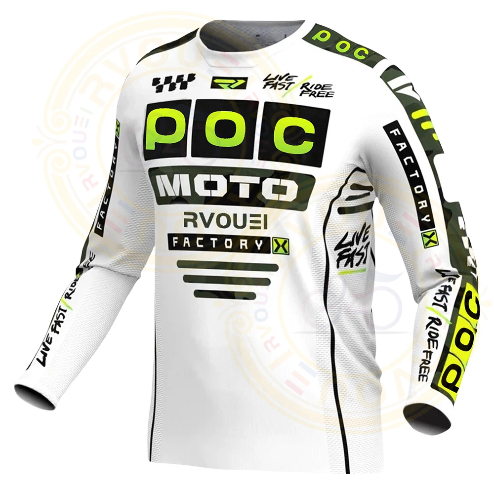 RVOUEI POC Cycling Motocross Jersey Downhil Mountain Bike DH Shirt MX Motorcycle Clothing for Boys MTB Short T-Shirt mtb jersey