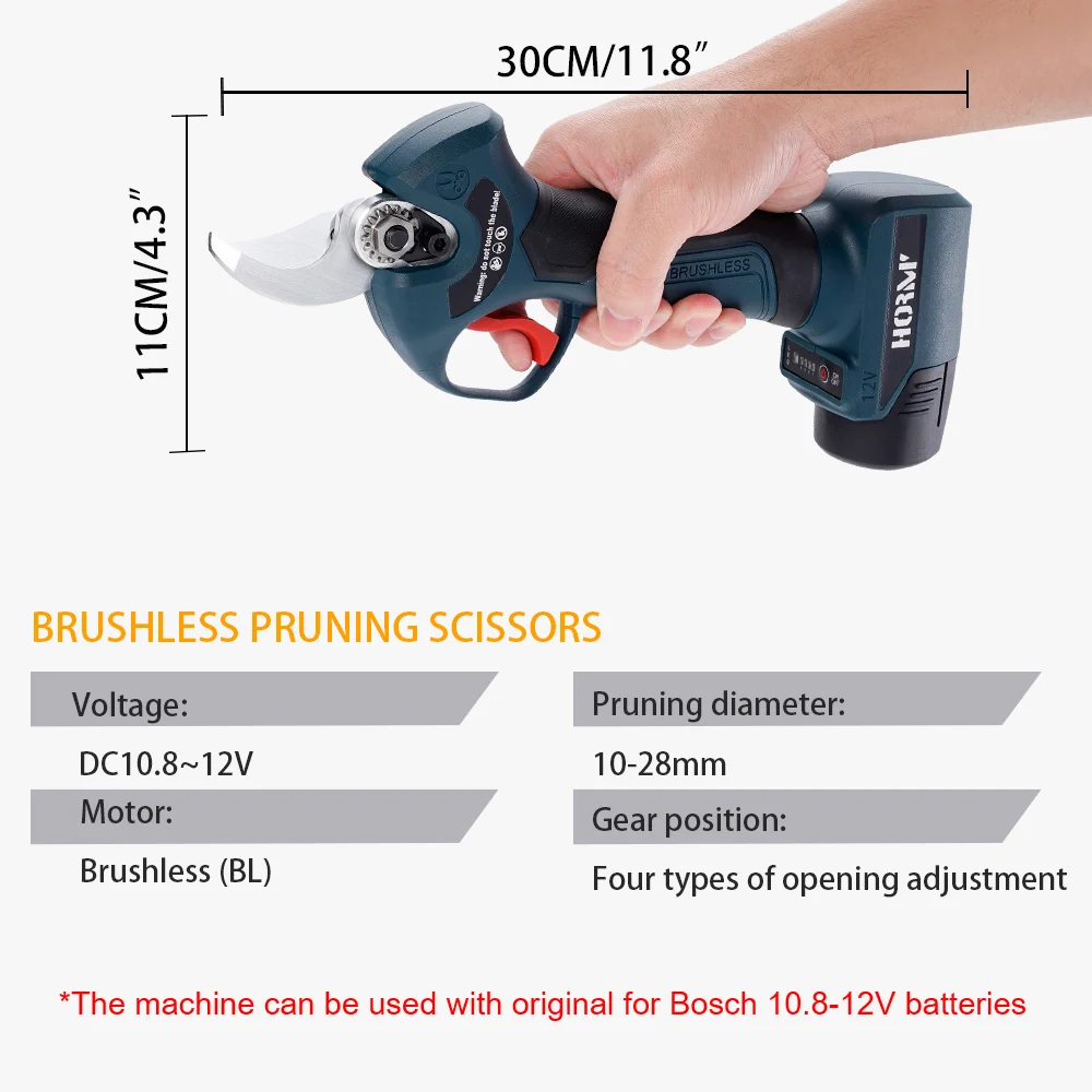 12V Brushless Electric Pruner Pruning Shear Scissor Tree Bonsai Fruit Tree Garden Efficient Pruning Power Tool For Bosch Battery