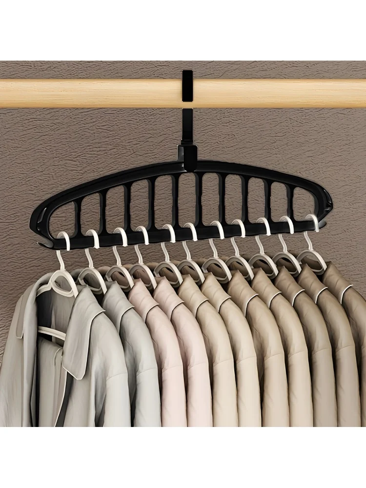 Curved Shape Hanger, Metal Yoga Pants Hangers, Organizer for Closet, Pants Hanger with 10 Clothespins, Holds 10 Leggings or Sock