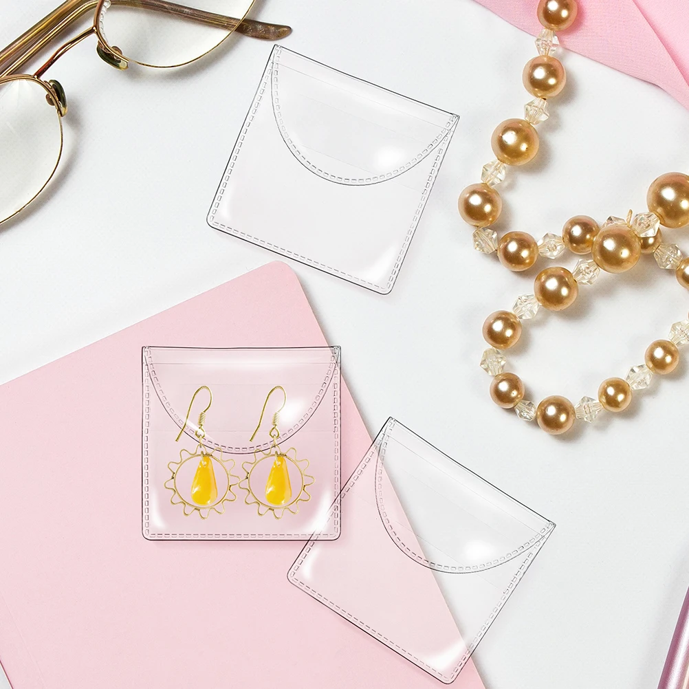 

50pcs Holders Transparent Storage Sleeves Clear Pvc Protectors Individual Pockets Jewelry Stamp Badge Storage Coin Collector