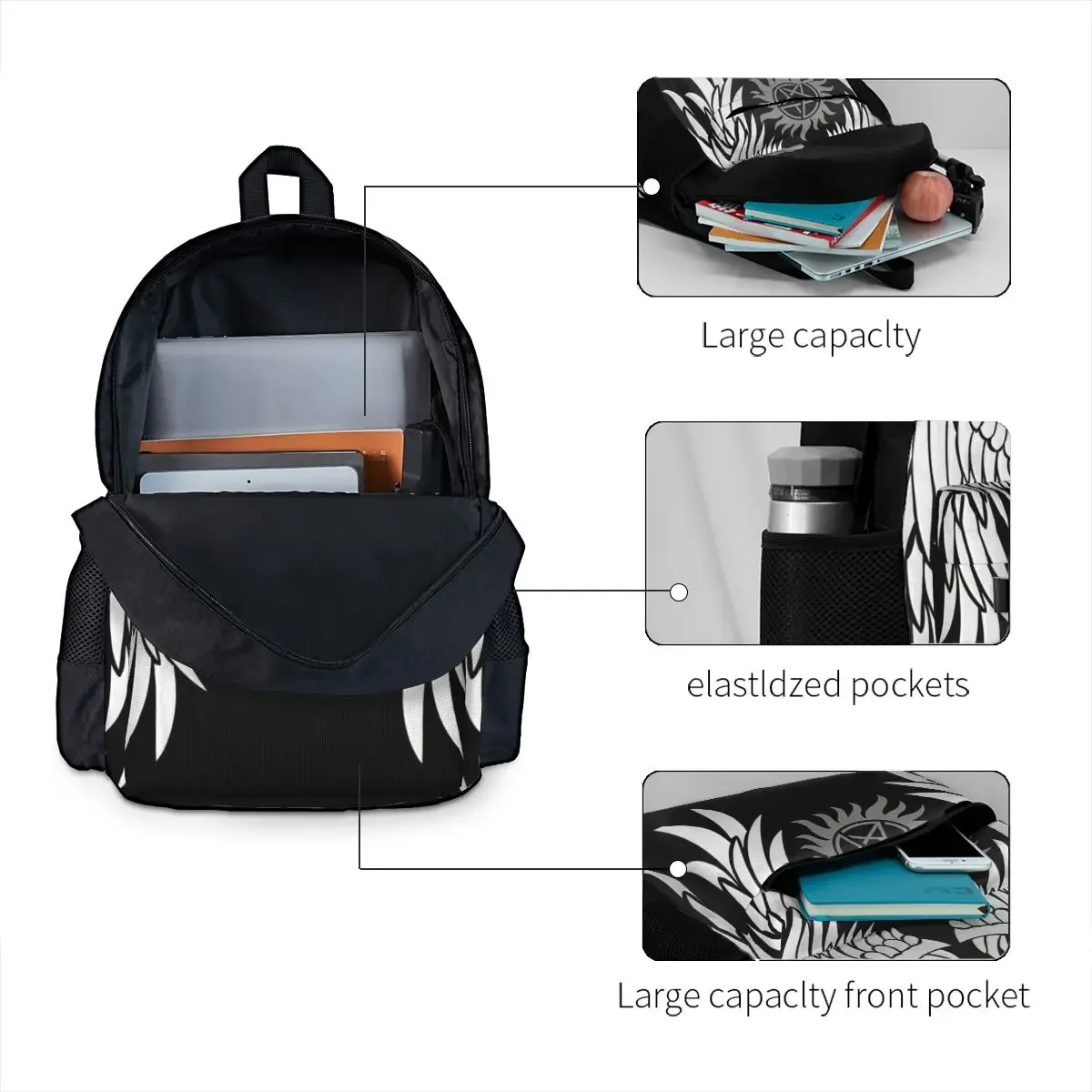 Übernat ürliche Flügel und Logo Rucksäcke Jungen Mädchen Bücher tasche Studenten Schult aschen Cartoon Kinder Rucksack Laptop Rucksack Umhängetasche