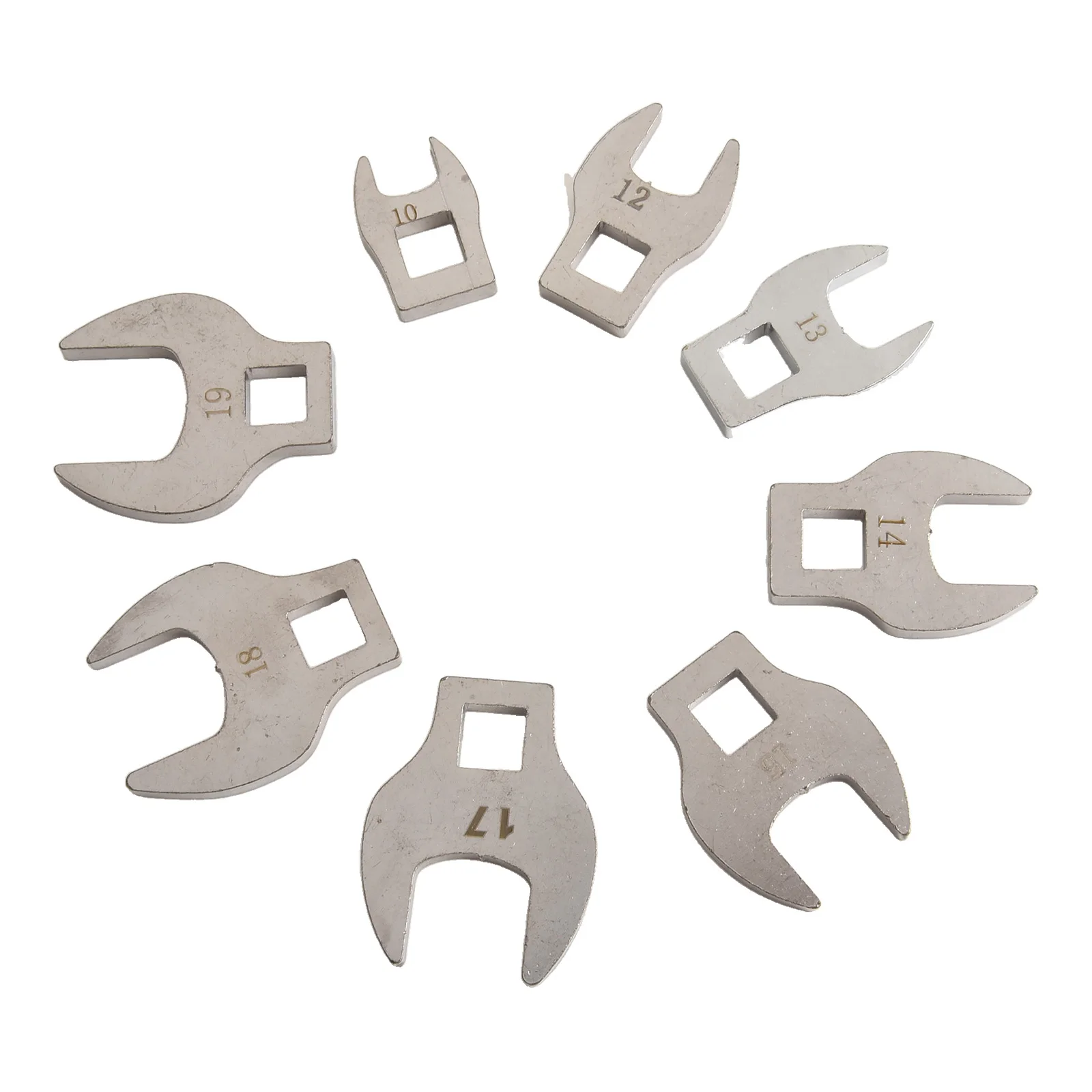 8Pcs 3/8In Drive Crowfoot Wrench 10 To 19mm Metric Foot Open End Spanner Metric Movable Open Ratchet Wrench