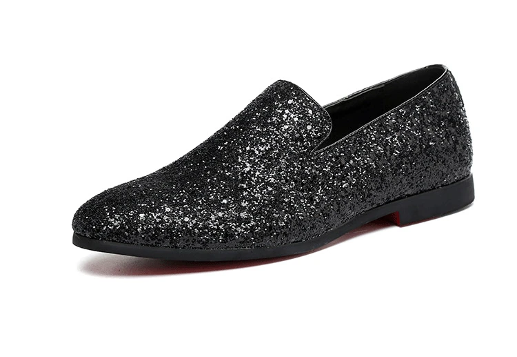 Glitter Branded Shoes Men Designer Luxury Loafers Men Shoes British Style  Silver Gold Mens Shoes Casual Big Sizes Zapatos Hombre