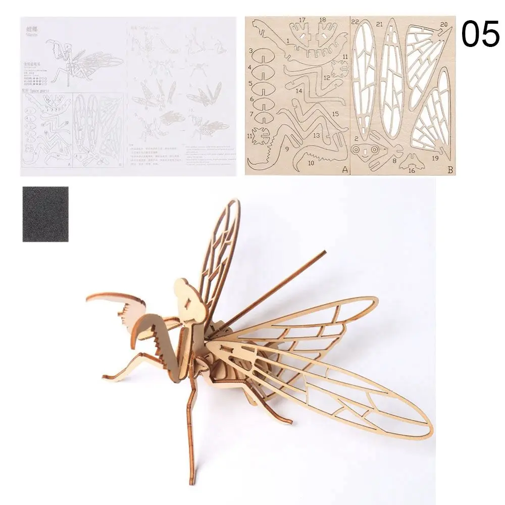 8 Styles jouet d'assemblage éducatif Puzzle en bois fait à la main bricolage planche de Puzzle Montessori 3D Puzzle bois insecte Animal