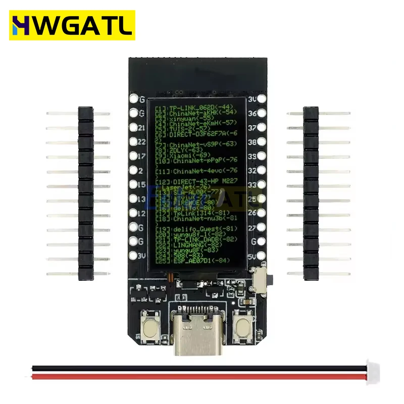 HWGATL T-Display ESP32 WiFi And Bluetooth-Compatible Module Development Board 1.14 Inch LCD Control Board for Arduino