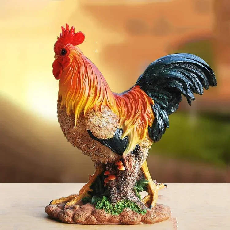 

Euroepan Zodiac Chicken Ornaments Resin Ceramic Hen Chick Simulation Big Cock Hotel Home Livingroom Furnishing Decoration Crafts