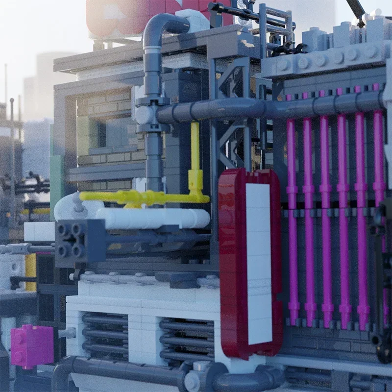 Street view moc blocos de construção cyberpunk cidade modelo tijolos técnicos diy montagem brinquedos construção modular para presentes