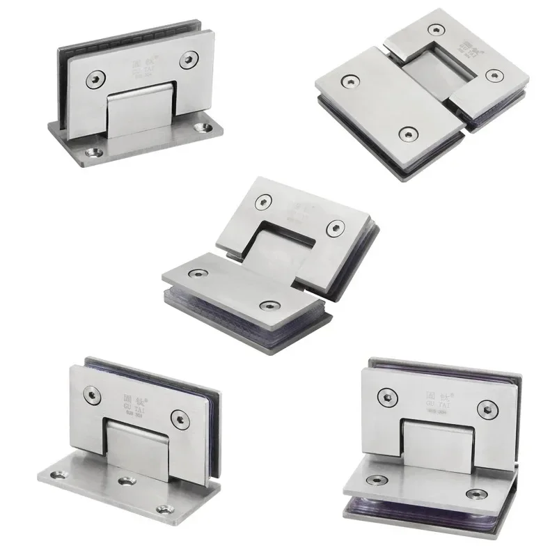 Stainless Steel Frameless Glass Nickel Brush Door Hinge 90 Degrees of Bathroom Clamp Bathroom Folding Glass Clip Package Mail