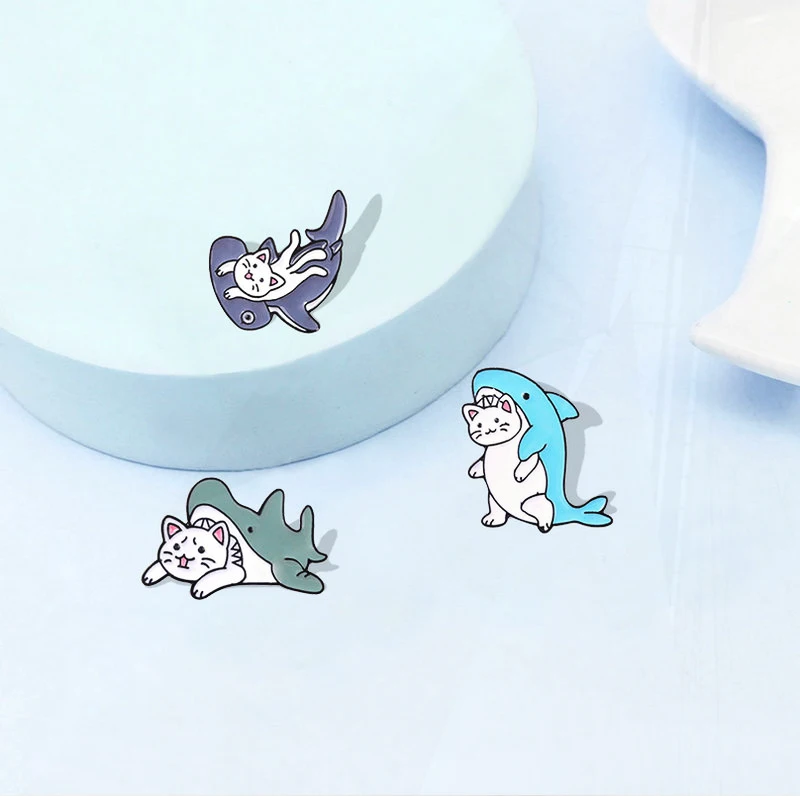 Humpback Whale Metal lencana tas pakaian bros Up hadiah perhiasan untuk pecinta hewan kucing dan ikan Enamel pin Beluga Whale Pines