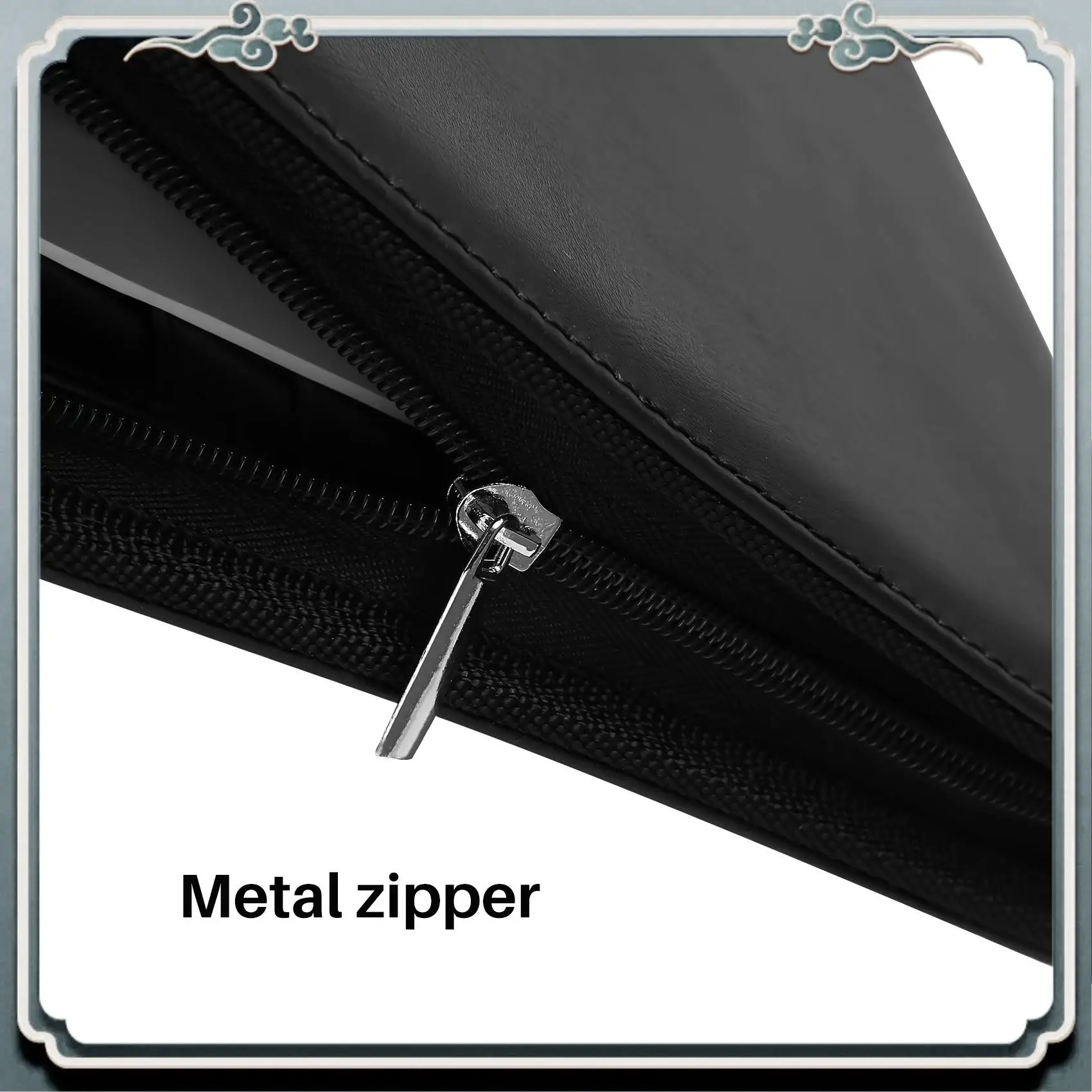 

Premium Vegan Leather Folder Zippered Closure Portfolio For Business Ipad/Table And Card Interview Resume Binder