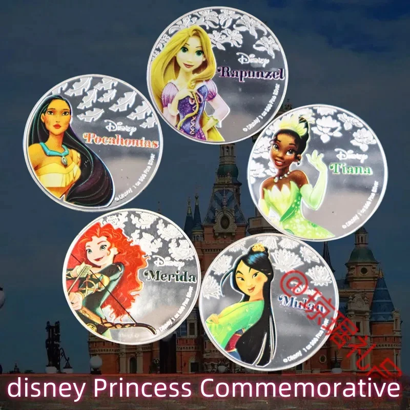 

Disney Princess Commemorative Coin Cinderella Aurora Action Anime Figures Coin Cute Cartoon Desktop Collection Ornaments Gifts