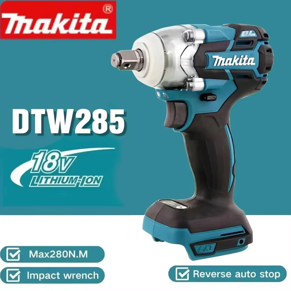 Makita DTW285 18V Cordless Brushless Impact Wrench 600N·m 1/2 Inch Square Drive for Automotive Repair and Brake Maintenance