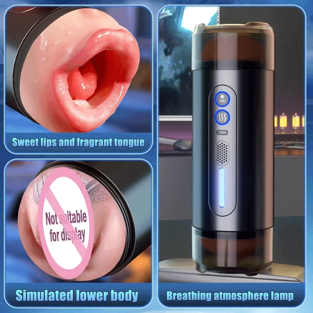 Two Head Use Deep Throat Realistic Vagina Oral Mouth Sex Vibrating Sex Machine Male Automatic Masturbation Cup Sex Toys for Men
