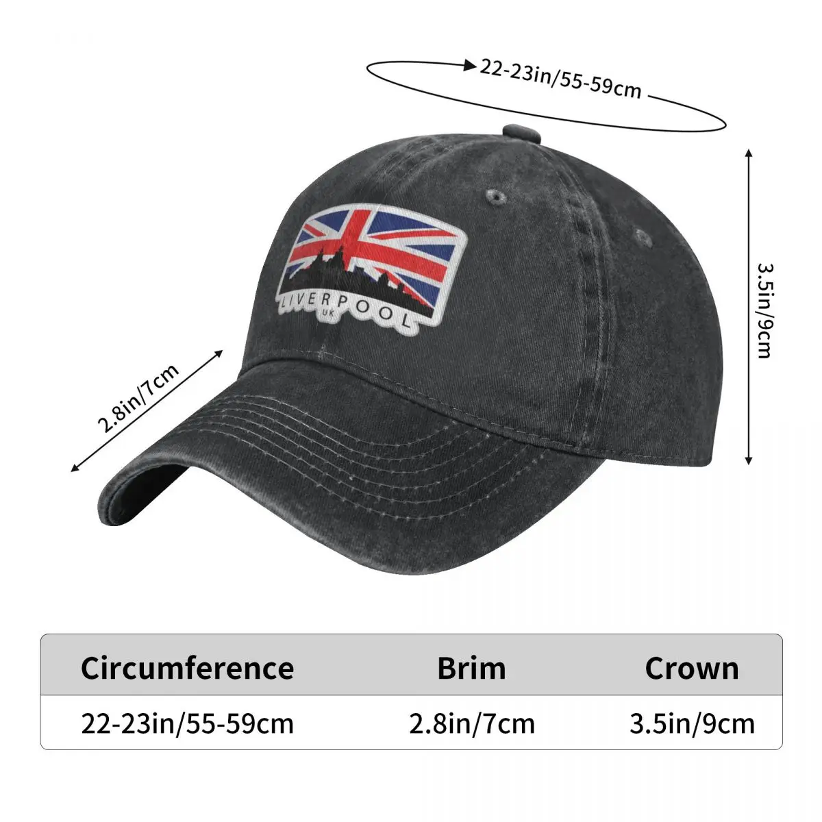 Liverpool England Baseball Cap British Flag Casual Women Men Washed Trucker Hat Wholesale Design Outdoor Sports Snapback Cap