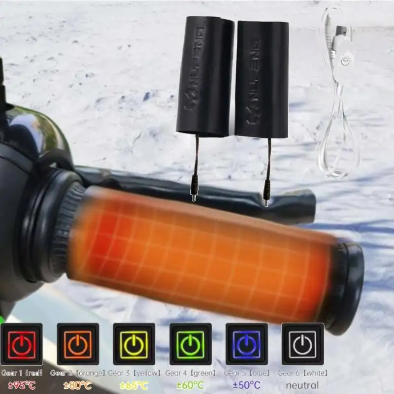 

Motorcycle Hand Heated Grips USB Anti Slip Electric Heated Grip Cover 3 Gear Temperature Control Heated Handle Cover Hand Warmer