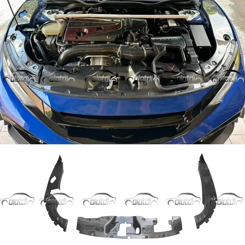 Carbon Fiber Car Engine Cover Hood Decoration Cooling Plate for Honda Civic FK8 2017-2021 Hatchback Auto Styling