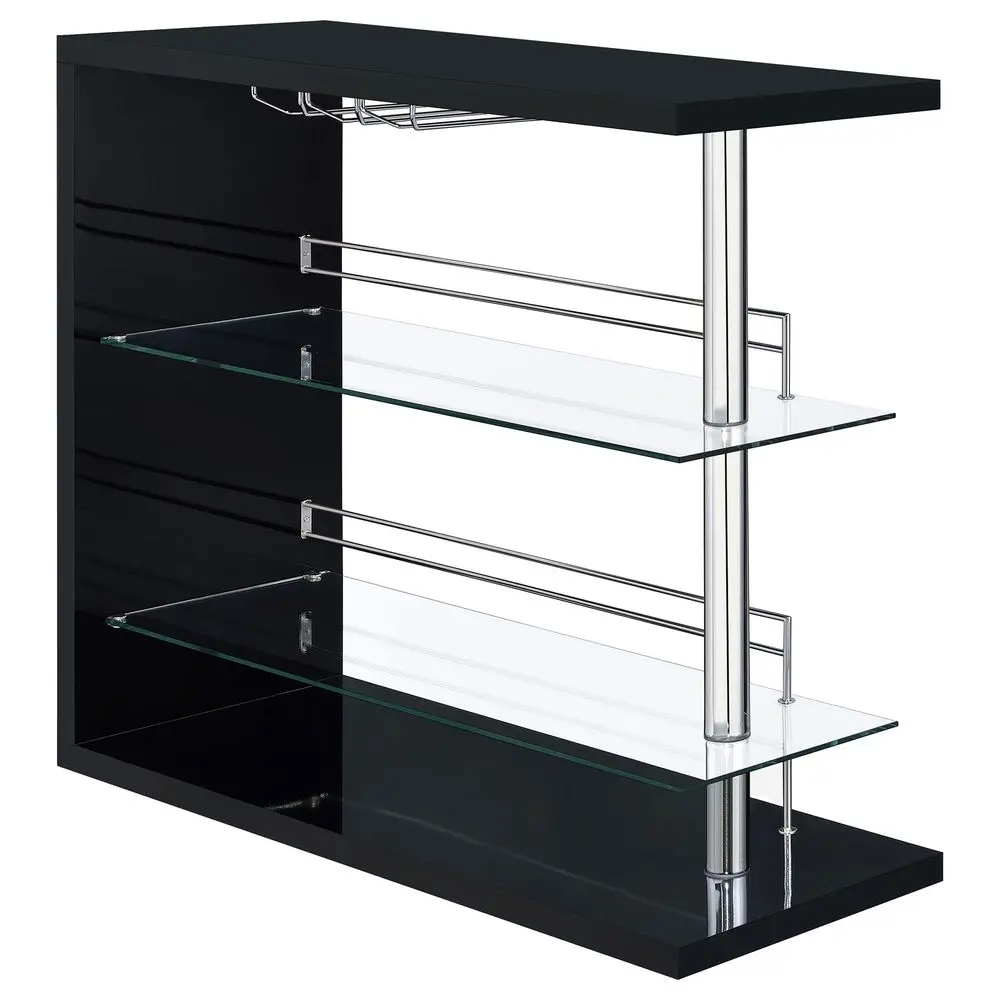 

Home Furnishings Prescott Rectangular Wine Table with Clear Tempered Glass Shelves and Stemware Racks Dining Room amp Home Bar