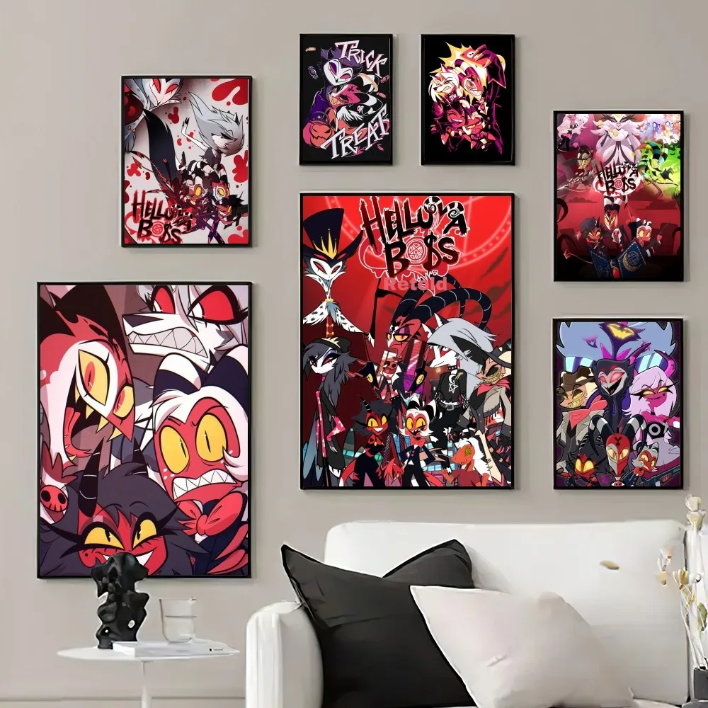 Canvas Painting Cartoon H-Helluva Boss Poster Prints Wall Pictures Living Room Home Decoration Small
