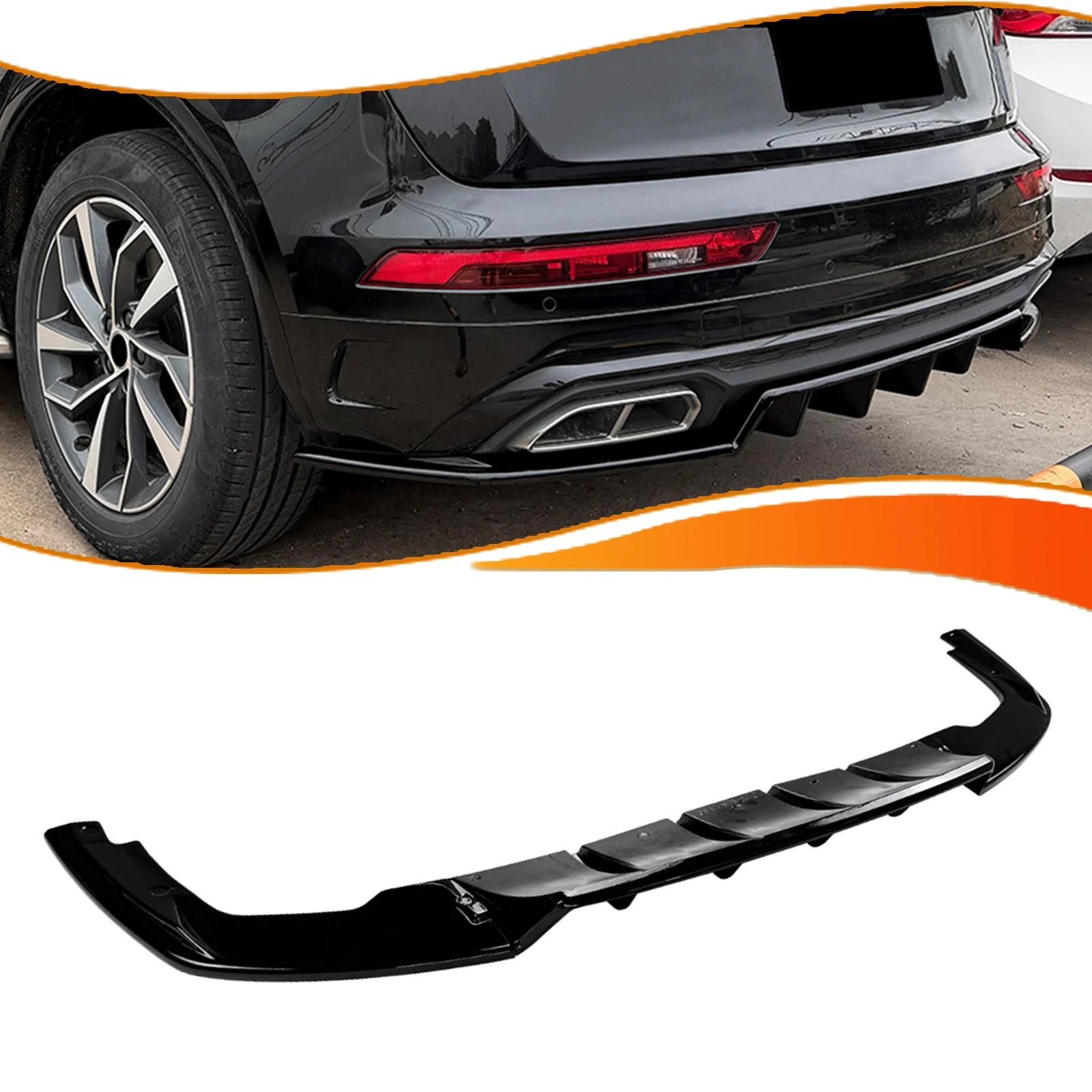 

3PCS Car Exterior Rear Bumper Diffuser Lip Spoiler Separator Tirm For Audi Q5 FY Sline 2021-2024 Body Kit Protector Guard