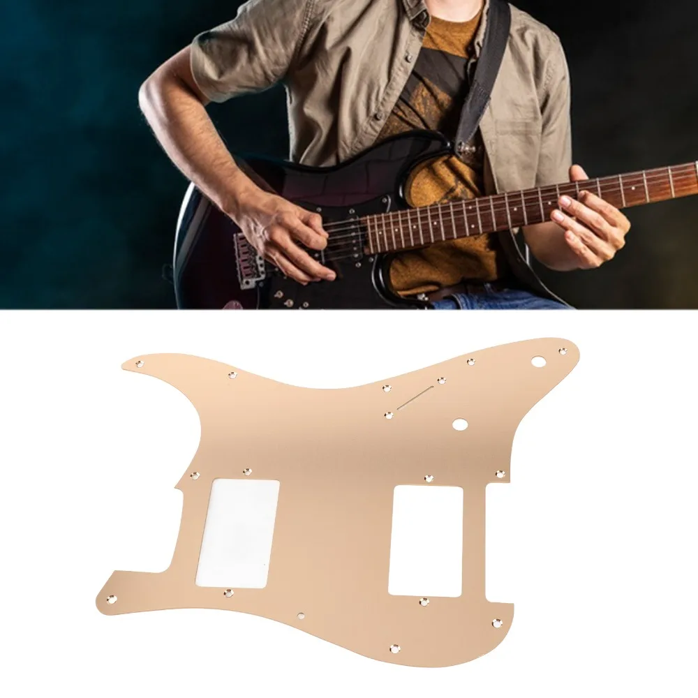Aluminum Alloy Electric Guitar Pickguard Champagne Gold 11 Hole HH HH For Strat Pickguard Guitar Scratch Plate view 3