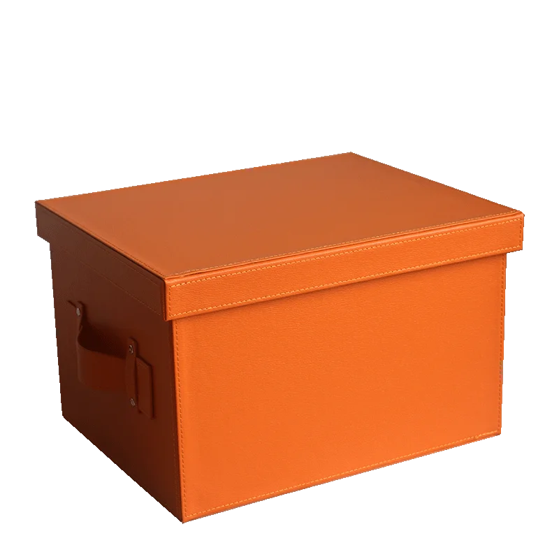 

Large Orange Leather Storage Box Home Organization Closet Clothing Storage Box Car Use Rear Trunk Storage Box Dustproof