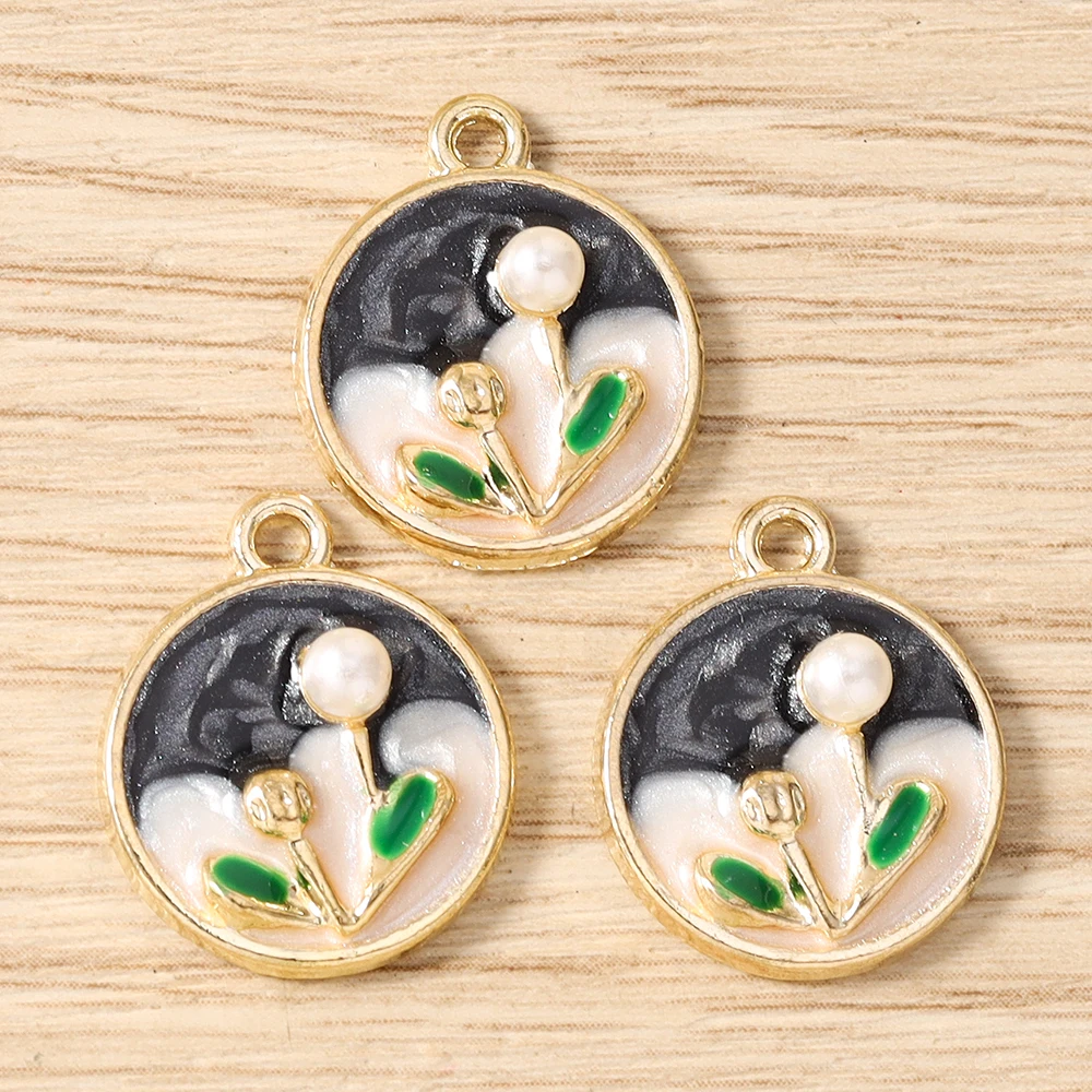 Tusember 10 Stück Emaille Mode Schöne Ölgemälde Perlen Schmetterling Blumen Anhänger Schmuckherstellung Zubehör – Detail 9