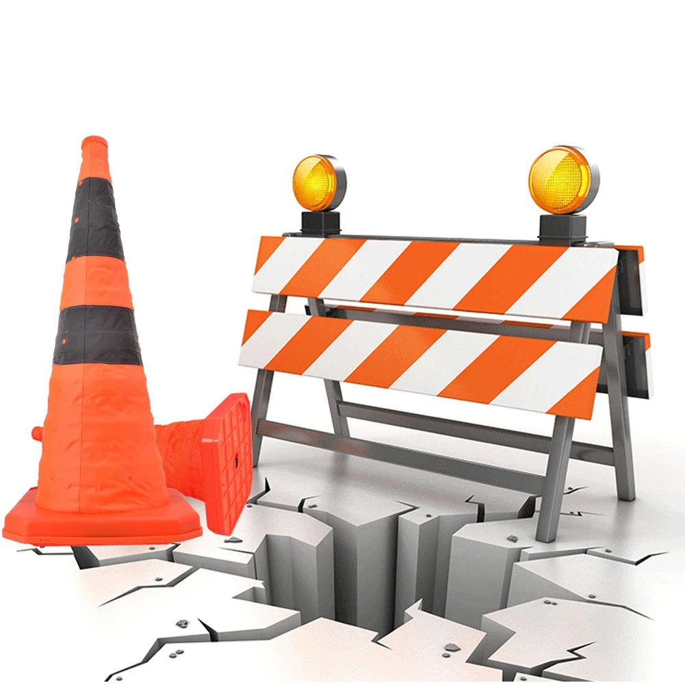 ZK40 70cm High Quality Road Traffic Collapsible Road Cones With Reflective Strip Safety