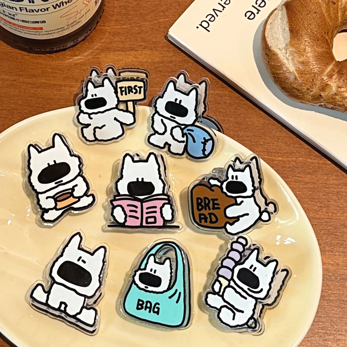 8 pçs/set bonito ocidental highland cão memo clipe dos desenhos animados decorativo presente clipe acrílico estudante exame clipe de papel