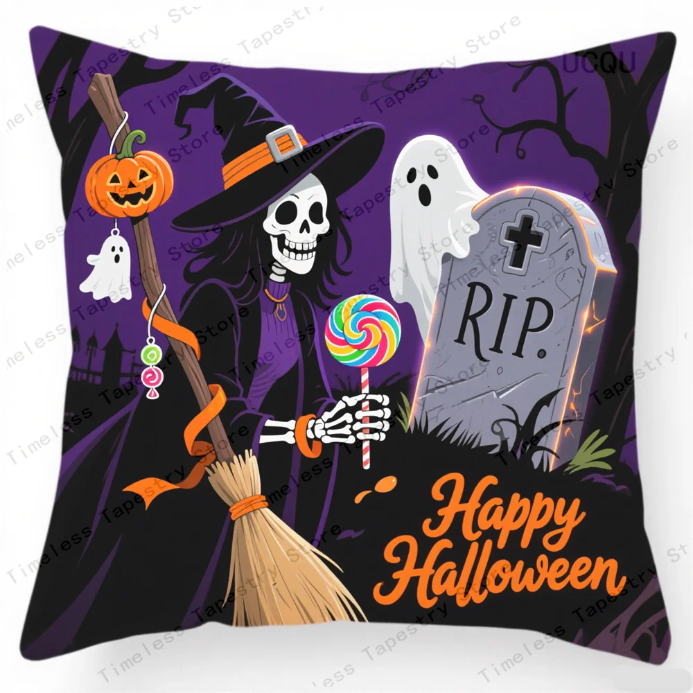 

Soft plush Halloween pillow cover for a fun and thrilling festive look with a spooky creepy decorative element