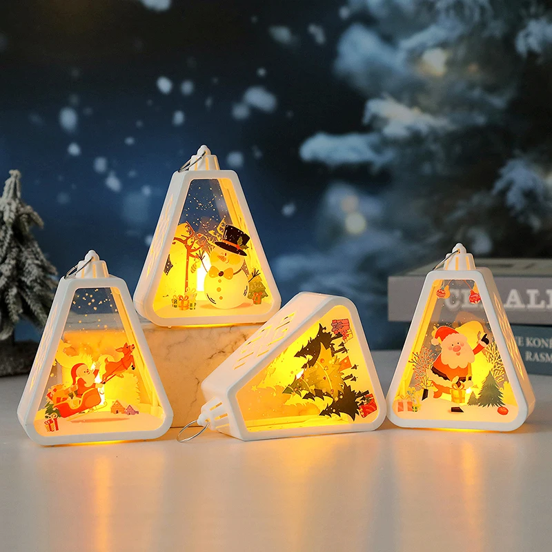 Lâmpada de vento retrô de Natal e castiçais LED - Lanterna de globo de neve Presentes iluminados de Papai Noel |   Ornamento iluminado de Natal de inverno