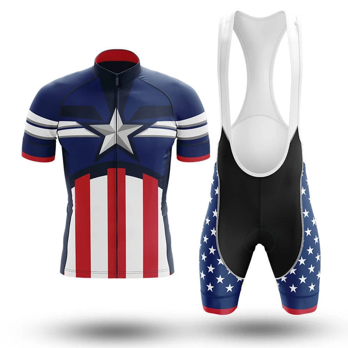 New 2023 Captain America Cycling Jersey Set Bike Clothing Sport Bicycle Uniform Clothes Cycling Bib Shorts Maillot Ciclismo