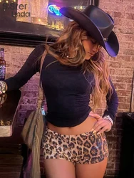 sisterlinda Autumn Release Junior Mini Milk Silk High Street Short Pants K24P56756 Girl Leopard Slim Fashion Glitter Short Pants