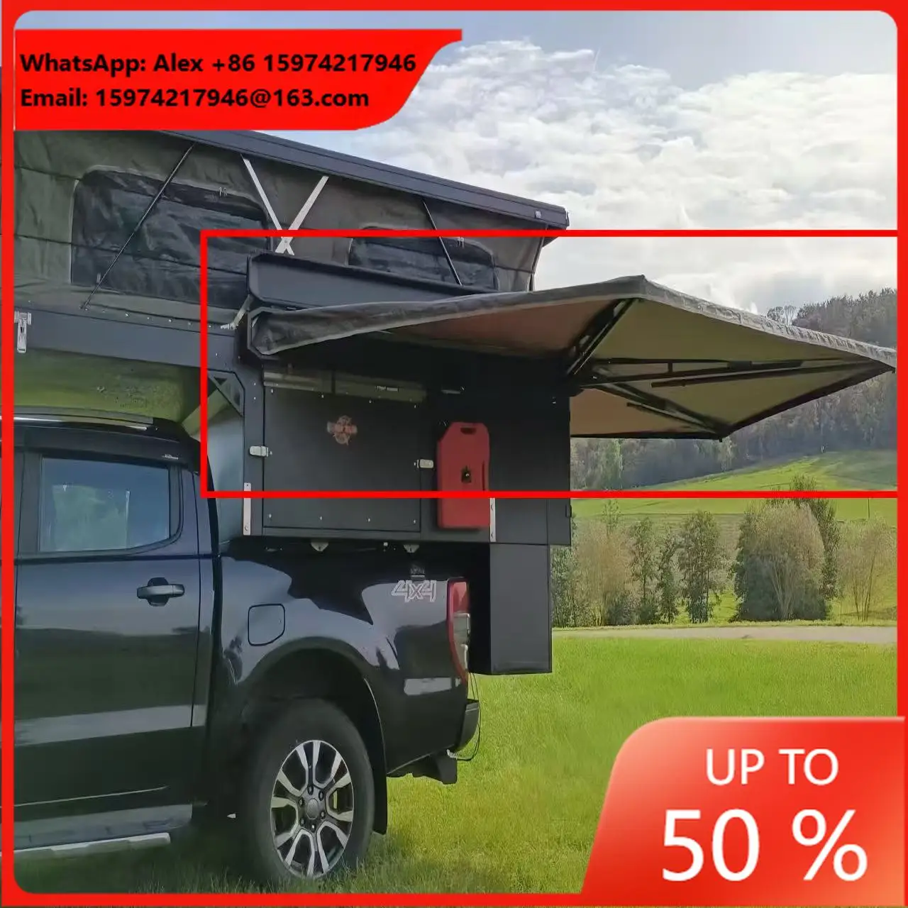 Foldable Truck Awning / Portable Outdoor Pickup Side Awning For Camping