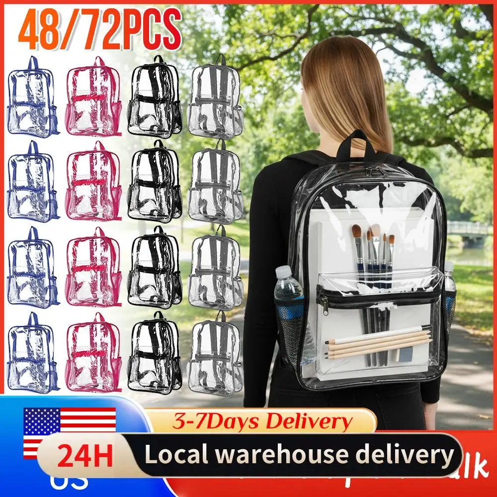 

Набор из 48/72 прозрачных рюкзаков из ПВХ, 15 дюймов, усиленные, одобренные для использования на стадионах, для колледжа, путешествий, спорта, работы и хранения принадлежностей