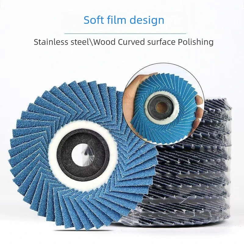 100mm 4Inch Blue Zirconia Flap Wheel Korean Style Soft Flap Discs for Angle Grinder Stainless Steel Wood Curved Surface Grinding