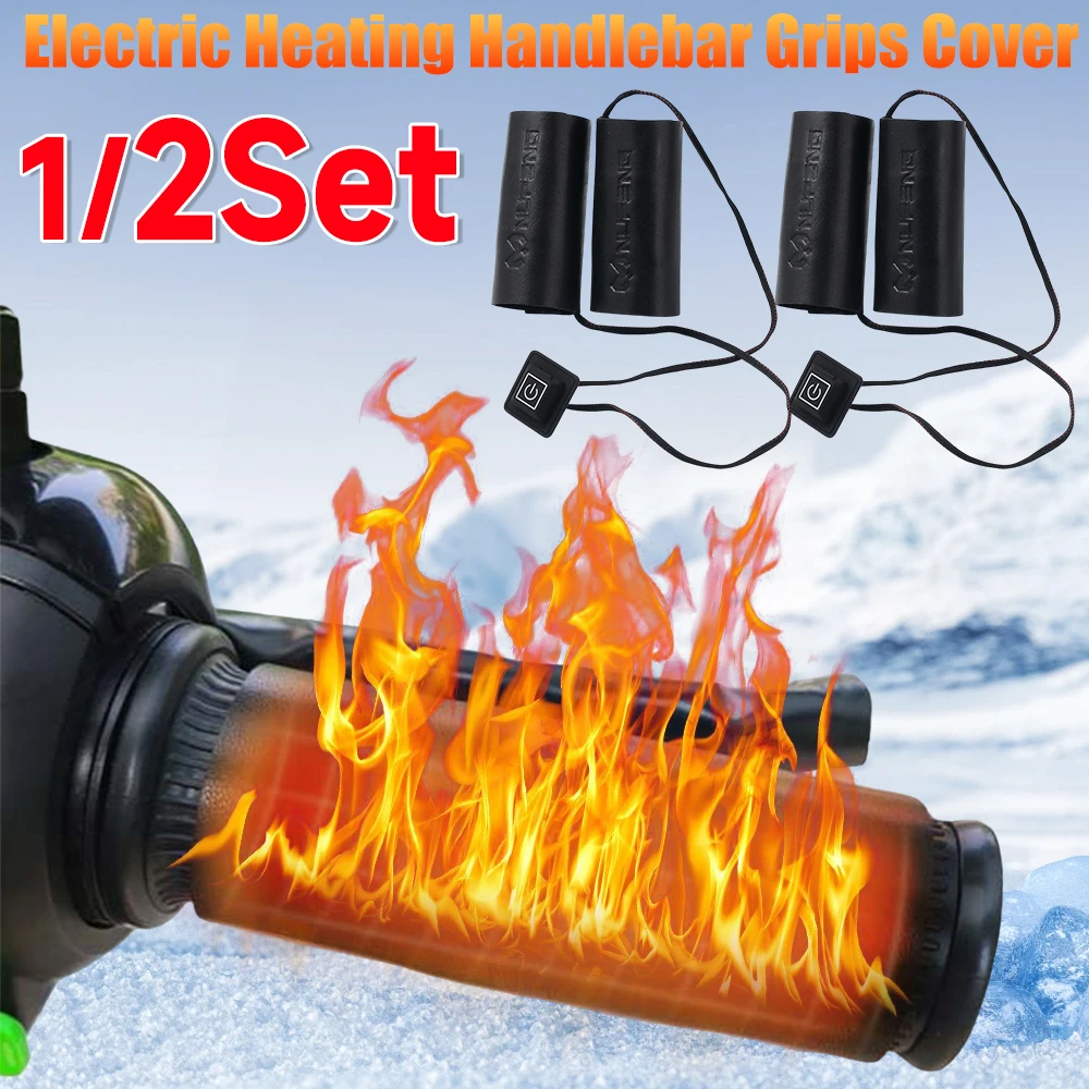

1/2 пары универсальных мотоциклетных ручек с подогревом, формованные ручки, грелки для рук для квадроциклов, 6-ступенчатая регулируемая температура, горячий руль