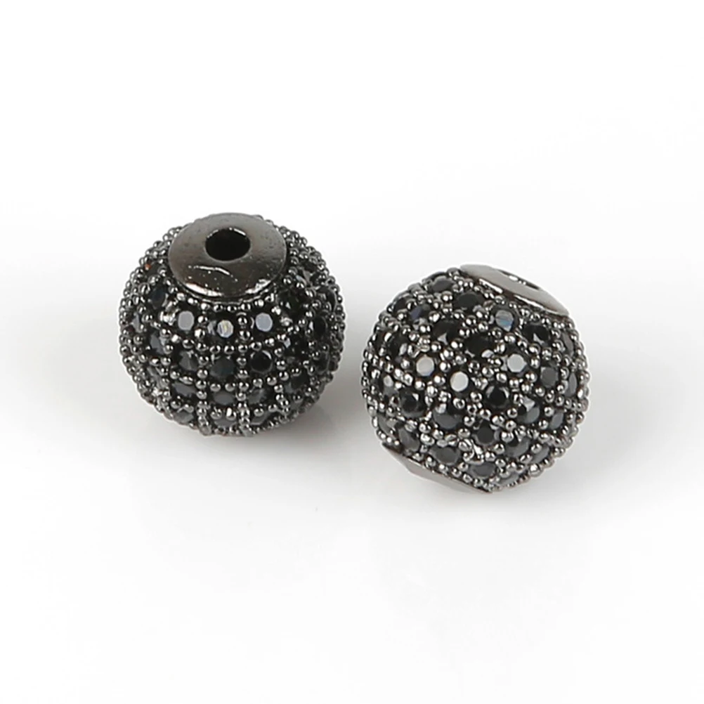 

10 PCS Bracelet Jewelry Beads Round for Bracelets Black Metal Loose Making Multicolor