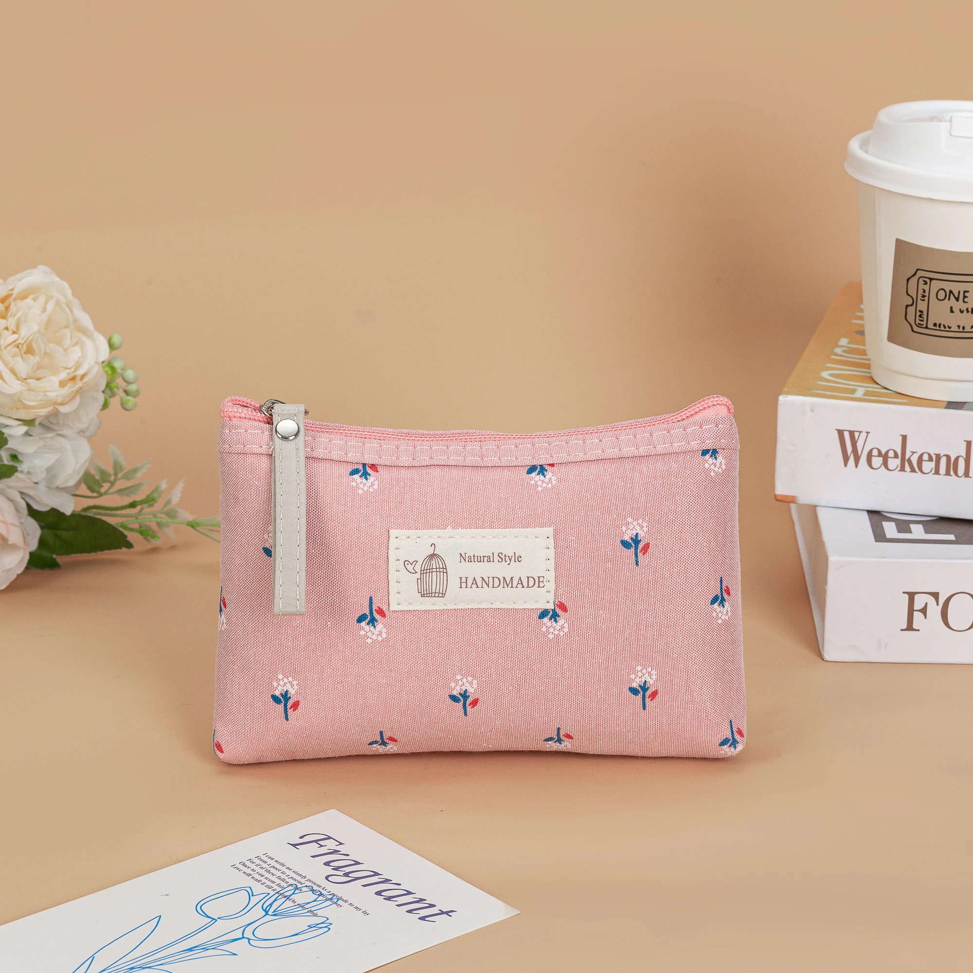 Canvas Printed Makeup Bag For Women Waterproof Portable Instagram Style Student Pencil Case Travel Storage Toiletries Bag