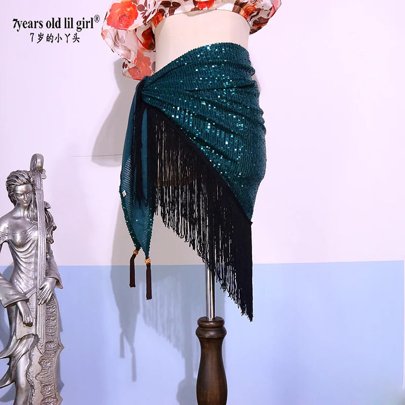 Bauch Dance Sequin Fringe Schal 2023 Neue Pailletten Tribal Fusion Bauchtanz Hüfte Schals CBB13