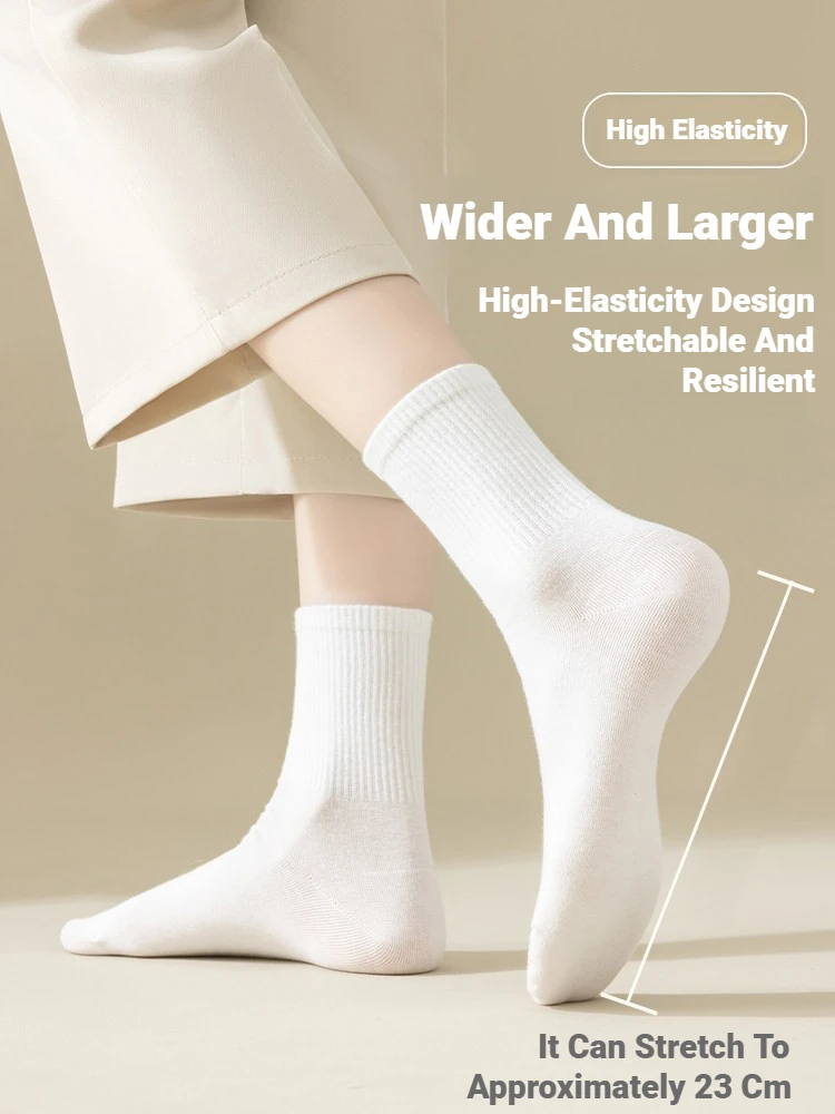 5 Pairs Women Solid Color Socks Simple Versatile Fashion Odor Resistant Breathable Soft Comfortable Casual Sports Daily Wear