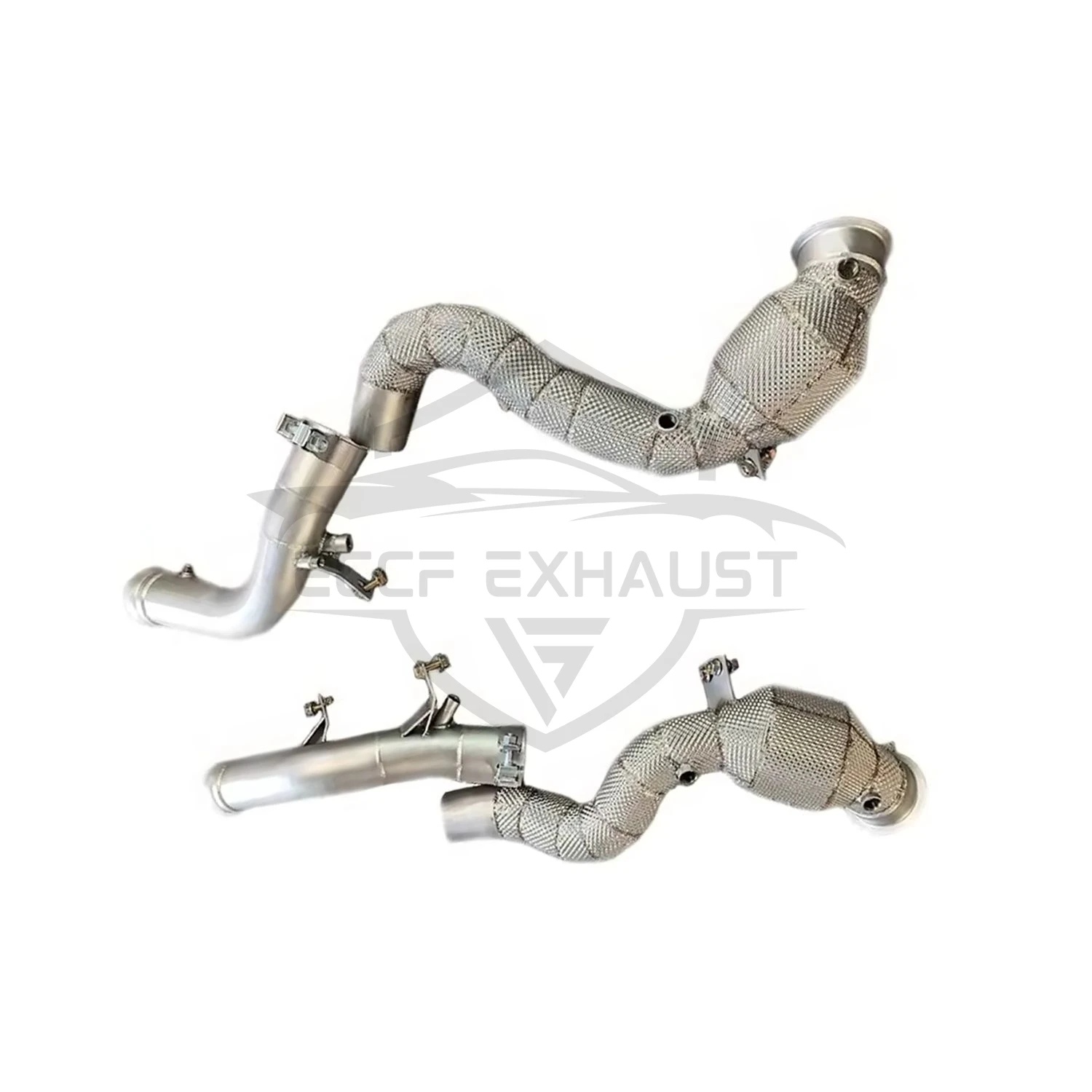 أنبوب سفلي ممتاز من الفولاذ المقاوم للصدأ مع درع حراري لسيارة Mercedes AMG GT63 63S E63S W213 4.0T أداء التدفق المحسن #2