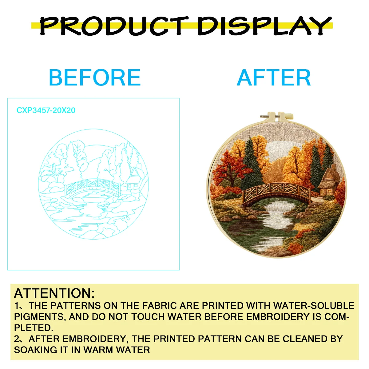 1 Stück 20X20CM/15X15CM Herbstpark Stickerei Starter-Kit DIY Kreuzstich Nähkunst als Geschenk – Detail 4