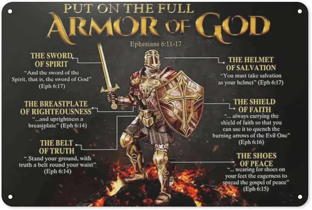Armor of God Tin Metal Sign Wall Decor Fun Decoration for Home Kitchen Bar Room Garage Vintage Poster Plaque 8x12inch sign