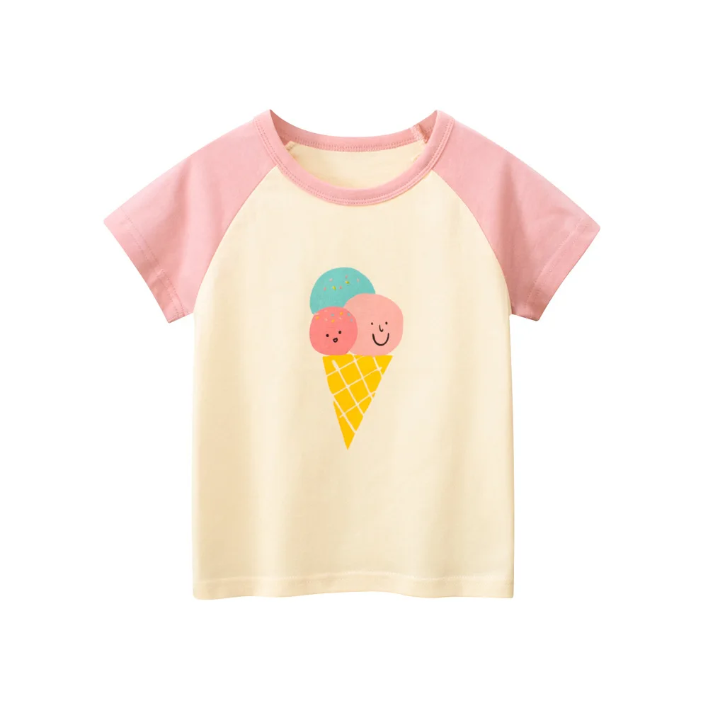 

1-9T Ice Cream Girls T Shirt Toddler Cotton Kid Tshirt Baby Girl Clothes Summer Basic Top Infant Tee Short Sleeve Outfit