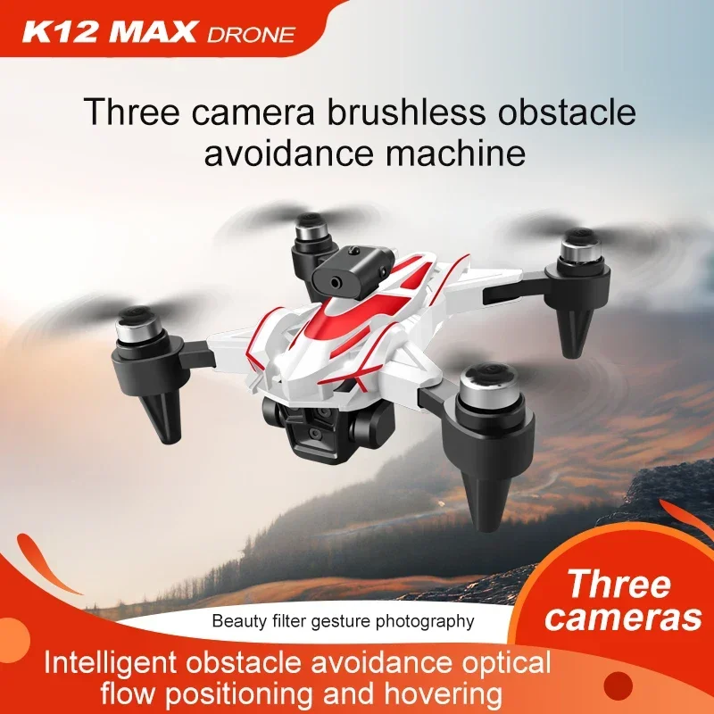 4K HD Brushless Motor Triple Camera K12 MAX GPS Drone Professional Intelligent Obstacle Avoidance Foldable Quadcopter RC Plane